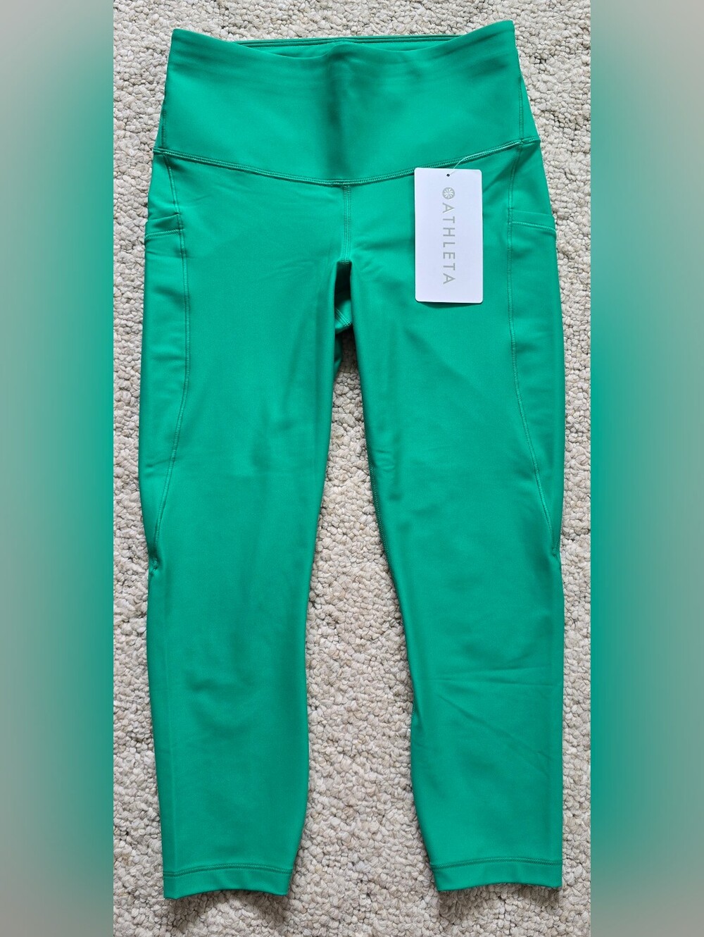Athleta Interval Stash High Rise 7/8 Tight Legging SM Trillium Green NWT
